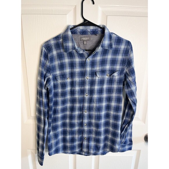 Toad & Co Indigo Flannel LS Shirt Slim Mens Size S Camping Outdoor Gorpcore - Picture 1 of 9